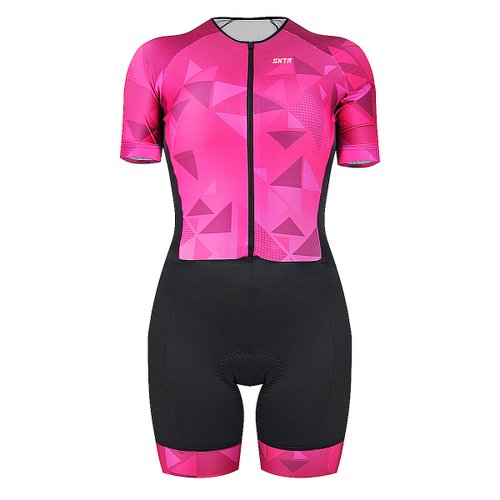 Macaquinho de Ciclismo SportXtreme Comfort Lótus Feminino Rosa e Preto