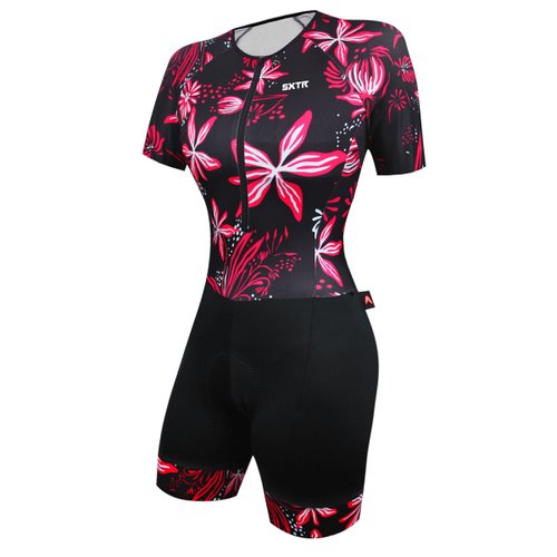 Macaquinho de Ciclismo SportXtreme Expert Alune Feminino Preto e Rosa