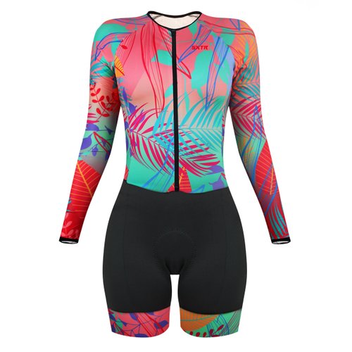 Macaquinho de Ciclismo SportXtreme Expert Manga Longa Oásis Feminino Rosa e Preto Macaquinho de Ciclismo SportXtreme Expert Manga Longa Oásis Feminino Rosa e Preto