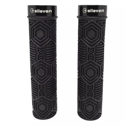 Manopla de Bicicleta Elleven Silicone Premium com Trava Preta