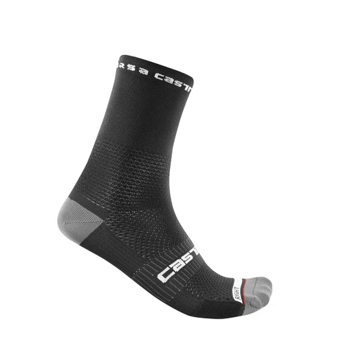 Meia de Ciclismo Castelli Rosso Corsa Pro 15 Preta