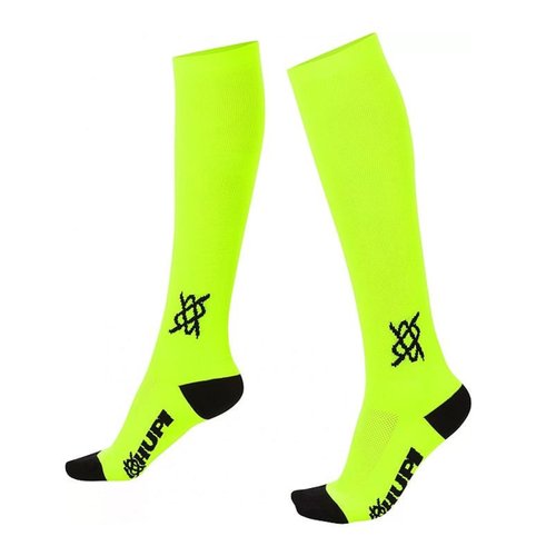Meia de Ciclismo Hupi Bikes Longa Lisa Neon Amarela