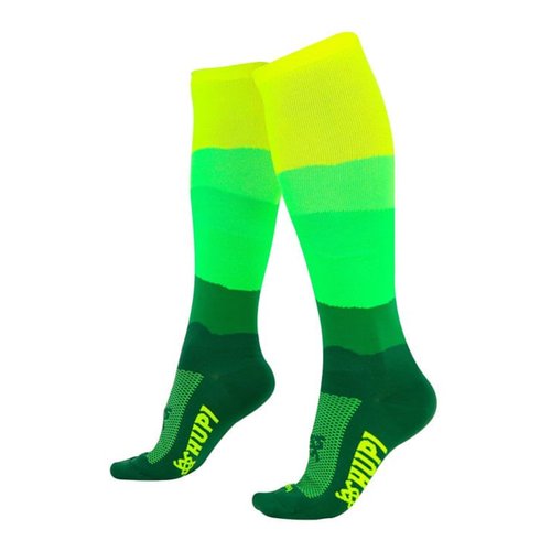Meia de Ciclismo Hupi Colors Longa Verde E Amarela
