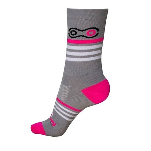 Meia de Ciclismo Marcio May Funny Faixas Feminina Cinza Meia de Ciclismo Marcio May Funny Faixas Feminina Cinza