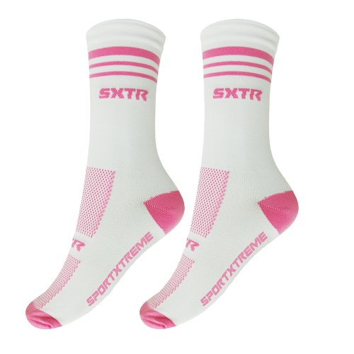Meia de Ciclismo SportXtreme Ride Branca e Rosa