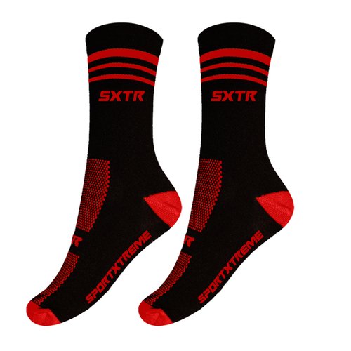 Meia de Ciclismo SportXtreme Ride Preta e Vermelha