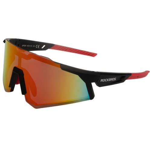 Óculos de Ciclismo Rockbros Red Mirror Polarizado com Clip-On para Lente de Grau