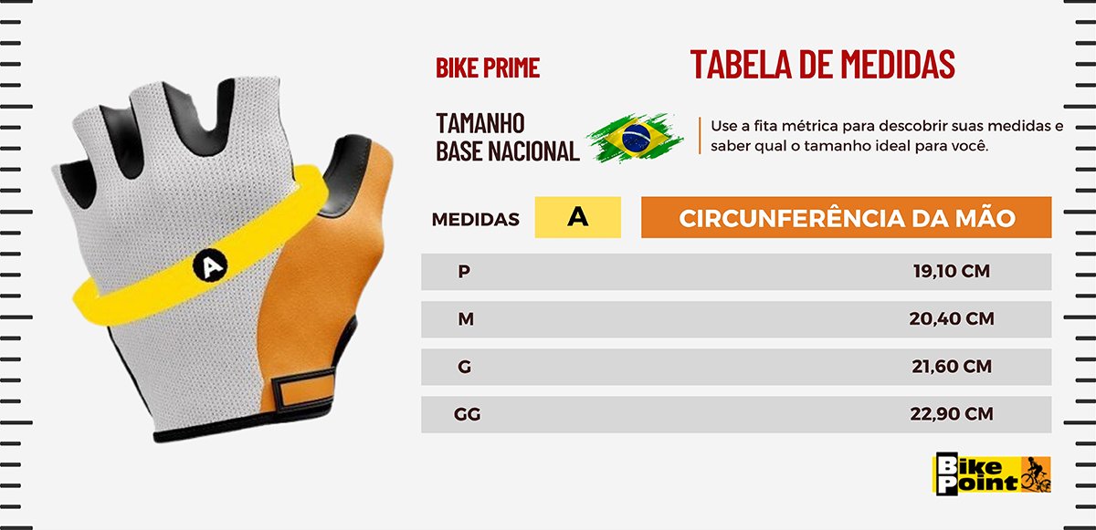 Luva de Ciclismo Bike Prime Sport Laranja Luva de Ciclismo Bike Prime Sport Laranja