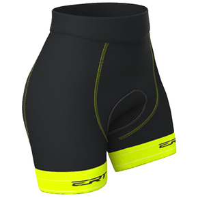 Bermuda de Ciclismo ERT Gel Feminina Preta/Amarela Bermuda de Ciclismo ERT Gel Feminina Preta/Amarela