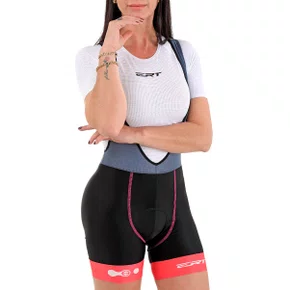 Bretelle de Ciclismo ERT Gel Feminino Preto e Rosa