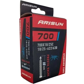 Câmara de Ar Bicicleta Arisun Standard Tube 700x18/25 Presta 80mm Câmara de Ar Bicicleta Arisun Standard Tube 700x18/25 Presta 80mm