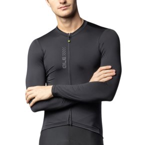 Camisa de Ciclismo ALÉ Color Block Manga Longa Preta