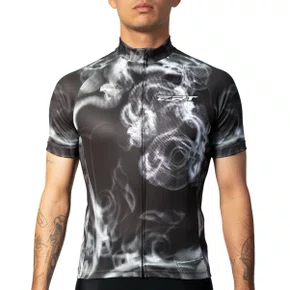 Camisa de Ciclismo ERT Classic Black e White Wolf