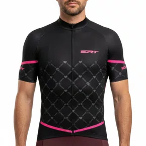 Camisa de Ciclismo ERT Classic Preta e Rosa