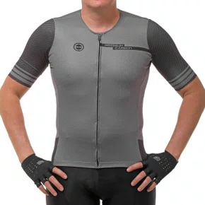 Camisa de Ciclismo ERT Euro Carbon Diamante Cinza