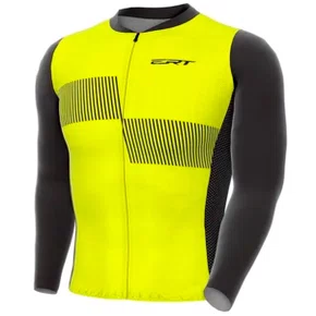 Camisa de Ciclismo ERT Euro Jasper Manga Longa Amarela Camisa de Ciclismo ERT Euro Jasper Manga Longa Amarela