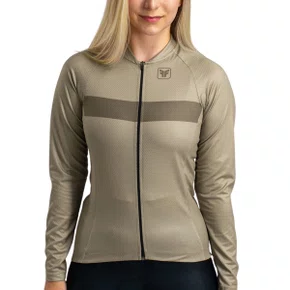 Camisa de Ciclismo Free Force Basic Mascavo Manga Longa Feminina Bege