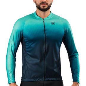 Camisa de Ciclismo Free Force Basic Turquoise Manga Longa