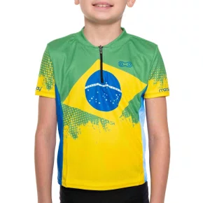Camisa de Ciclismo Marcio May Bandeira Brasil Infantil Camisa de Ciclismo Marcio May Bandeira Brasil Infantil