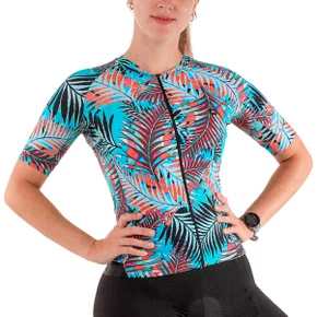 Camisa de Ciclismo Marcio May Funny Feminino Azul Floral