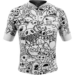 Camisa de Ciclismo Marcio May Scary Fun Branca e Preto