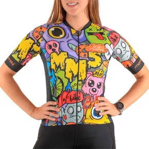 Camisa de Ciclismo Marcio May Sport Monstros Feminino Preto
