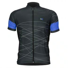 Camisa de Ciclismo Mattos Racing Bike Lines II Preta e Azul