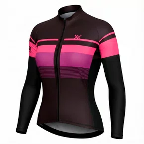 Camisa de Ciclismo Mattos Racing Bike Track II Maga Longa Feminina Rosa