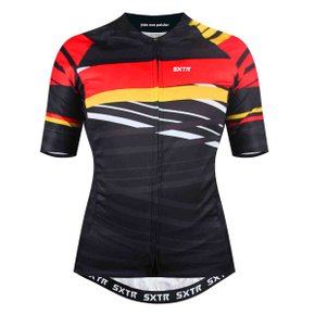 Camisa de Ciclismo SportXtreme Alemanha Slim Feminina Preto e Vermelha Camisa de Ciclismo SportXtreme Alemanha Slim Feminina Preto e Vermelha