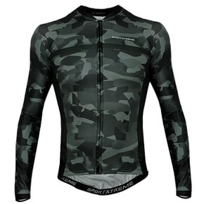 Camisa de Ciclismo SportXtreme Army Slim Manga Longa Verde