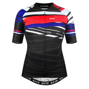 Camisa de Ciclismo SportXtreme USA Slim Feminina Preta e Vermelha Camisa de Ciclismo SportXtreme USA Slim Feminina Preta e Vermelha