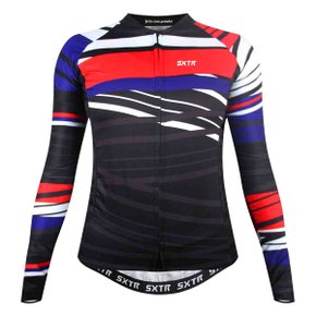 Camisa de Ciclismo SportXtreme USA Slim Manga Longa Feminina Preta e Vermelha Camisa de Ciclismo SportXtreme USA Slim Manga Longa Feminina Preta e Vermelha