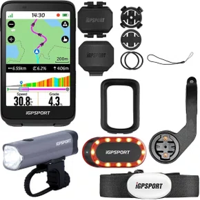Ciclocomputador com GPS Igpsport Binavi Bundle + Farol VS800 + Sinalizador SR MIni Ciclocomputador com GPS Igpsport Binavi Bundle + Farol VS800 + Sinalizador SR MIni