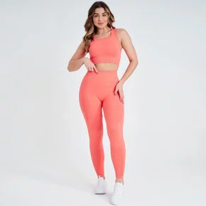 Conjunto Fitness Marcio May Top + Legging Romilla Laranja Conjunto Fitness Marcio May Top + Legging Romilla Laranja