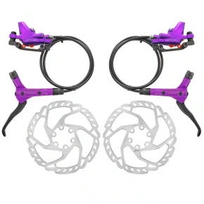 Freio de Bicicleta GTA Hidráulico Dianteiro e Traseiro com Disco Roxo Freio de Bicicleta GTA Hidráulico Dianteiro e Traseiro com Disco Roxo