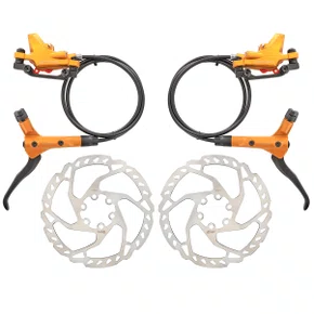 Freio de Bicicleta GTA Hidráulico Dianteiro e Traseiro com Disco Dourado Freio de Bicicleta GTA Hidráulico Dianteiro e Traseiro com Disco Dourado