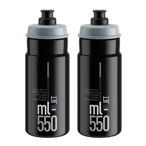 Garrafa de Ciclismo Elite Fly Jet Preto 550ml 2 Unidades