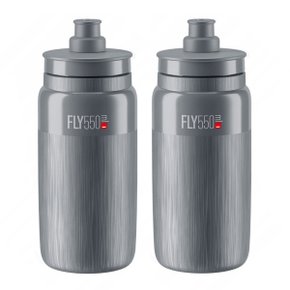 Kit Garrafa de Ciclismo Elite Fly Tex Cinza 550ml 2 Unidades