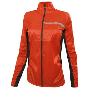 Jaqueta de Ciclismo Corta Vento Castelli Squadra Stretch Feminina Laranja Jaqueta de Ciclismo Corta Vento Castelli Squadra Stretch Feminina Laranja