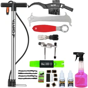 Kit 10 em 1 para Manutenção de Bike – Ferramentas + Limpeza + Lubrificação