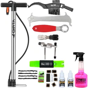 Kit 10 em 1 para Manutenção de Bike – Ferramentas + Limpeza + Lubrificação