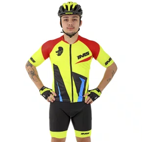 Kit Ciclismo Camisa IMS Elite Amarela + Bermuda IMS Comfort Preta Kit Ciclismo Camisa IMS Elite Amarela + Bermuda IMS Comfort Preta