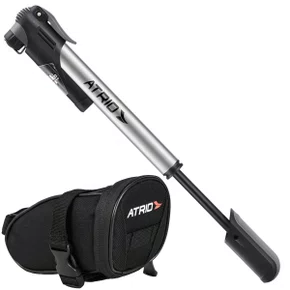 Kit Bomba Atrio Alumínio com Manômetro + Bolsa de Selim Kit Bomba Atrio Alumínio com Manômetro + Bolsa de Selim