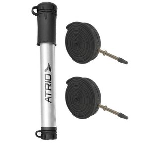 Kit Bomba Atrio Mini BI228 Alumínio 100 PSI + 2 Unidades Câmara Rontek Speed 700x23/32c Presta 48mm