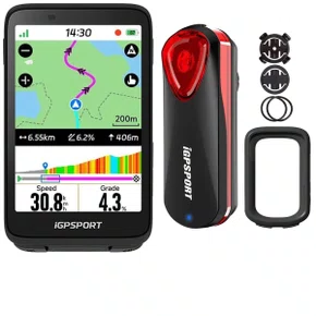 Kit Ciclocomputador com GPS Igpsport Binavi Touch Screen + Sinalizador Traseiro Smart Radar SR30 + Capa
