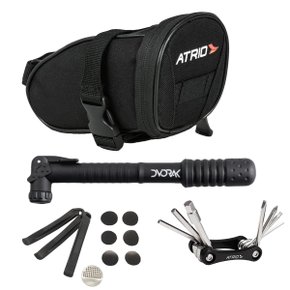 Kit de Ciclismo Atrio Sport com Bolsa de Selim + Bomba de Ar + Canivete + Remendos + Espátulas Kit de Ciclismo Atrio Sport com Bolsa de Selim + Bomba de Ar + Canivete + Remendos + Espátulas