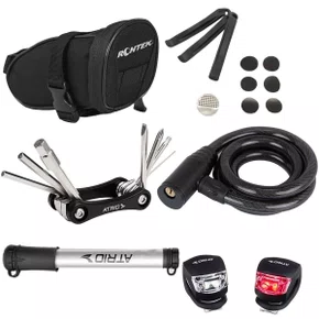 Kit Bomba Atrio Performance + Bolsa de Selim + Sinalizadores + Canivete + Remendo + Cadeado