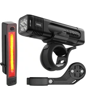 Kit Farol de Bicicleta Knog Blinder USB 900 Lúmens + Sinalizador Traseiro Plus USB 20 Lúmens + Suporte Frontal