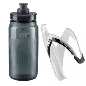 Kit Garrafa de Ciclismo Elite Fly Tex 550ml + Suporte Elite Custom Race 95 Gramas
