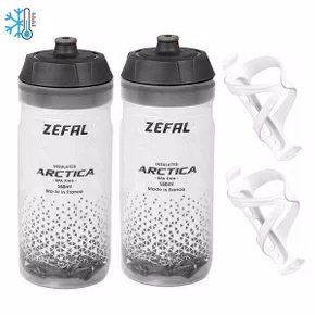 Kit Garrafa de Ciclismo Zefal Termica Arctica 550ml 2 Unidades + Suporte